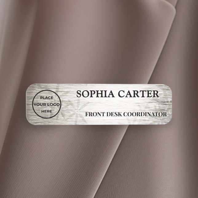 Etiqueta De Nome Silver Flora Executive Custom (Criador carregado)