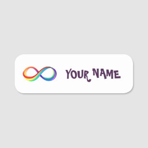 Etiqueta De Nome Símbolo de Infinidade Arco-Íris em Camadas