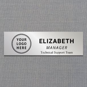 Etiqueta De Nome Simple Company Logo Professional Silver