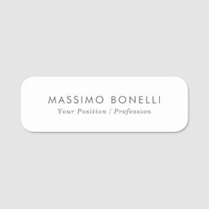 Etiqueta De Nome Simples Minimalista Elegante Moderno Branco