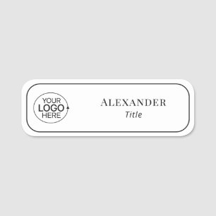 Etiqueta De Nome Simples moderno adicione seu logotipo ao funcionár