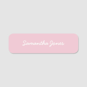 Etiqueta De Nome Simples Rosa Elegante de Script Moderno Minimalist