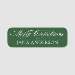 Etiqueta De Nome Simples Verde Feliz Natal Personalizado