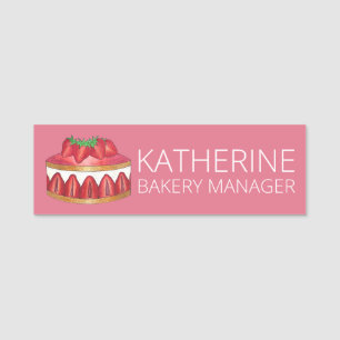 Etiqueta De Nome Strawberry Fraisier Cake Café pastagem Chef Bakery