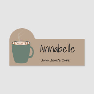 Etiqueta De Nome Taça de Café Teal
