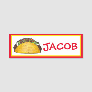 Etiqueta De Nome Taco Terça-feira Tacos mexicanos Tex Mex Comida Fo