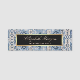 Etiqueta De Nome Tapete Kilim Azul Antigo Oriental
