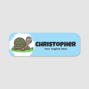 Etiqueta De Nome Tartaruga Fofa Personalizada