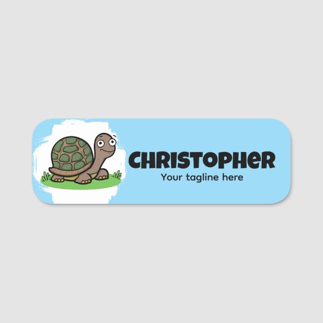 Etiqueta De Nome Tartaruga Fofa Personalizada (Frente)