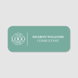 Etiqueta De Nome Teal Green Custom Business Logo Employee Magnetic