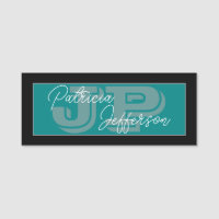 Teal Preto e Verde Azul Manuscrito: Monograma
