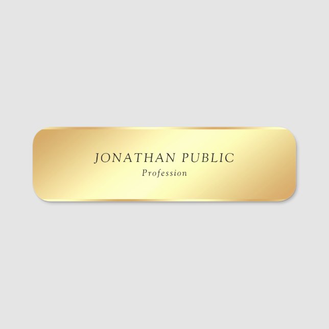 Etiqueta De Nome Texto Cursivo, Dourado, Glamoroso, Modelo Simples (Frente)
