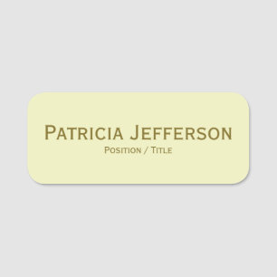 Etiqueta De Nome Texto Elegante amarelo pálido e Dourado profission
