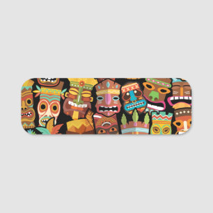 Etiqueta De Nome Tiki Pattern