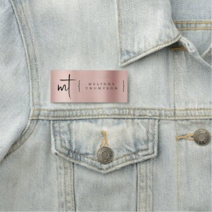 Etiqueta De Nome Tipografia de Script de Iniciais Monogramas Dourad