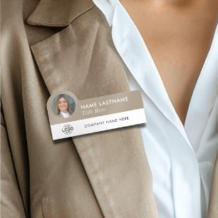 Etiqueta De Nome Título do logotipo personalizado Beige Tan White F