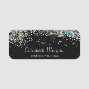 Etiqueta De Nome Trendy Colorful Confetti Black