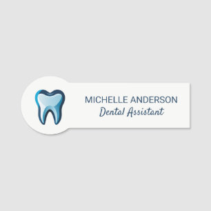 Etiqueta De Nome Trendy Professional Dental Assistant branco