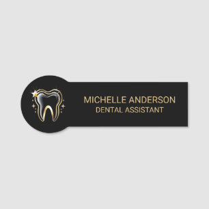 Etiqueta De Nome Trendy Professional Dental Assistant Dourado