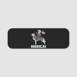 Etiqueta De Nome Trump Merica Siberian Husky Dog American Hero