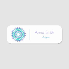 Etiqueta De Nome Turquesa étnica Mandala