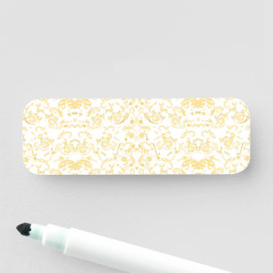 Etiqueta De Nome um wallpaper branco e dourado com um padrão
