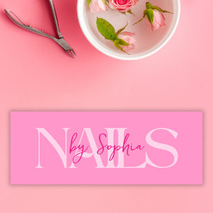 Etiqueta De Nome Unhas Modernas De Salão De Nela Cor-De-Rosa Por Fu