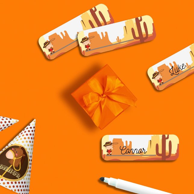 Etiqueta De Nome Vaqueiro Oeste Selvagem (Cowboy badges)