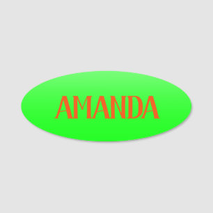 Etiqueta De Nome Verde limão Simples e Moderno e Laranja - Persona