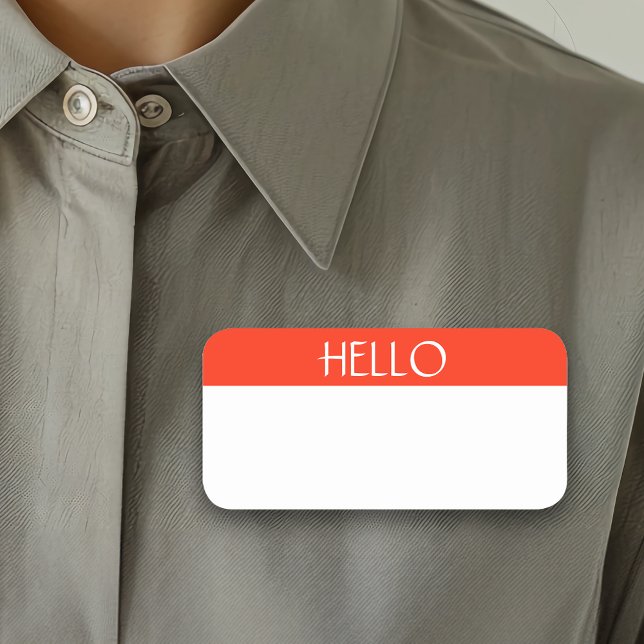 Etiqueta De Nome Vermelho Alô Personalizável de Apagamento Seco (Criador carregado)