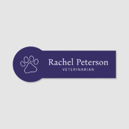 Etiqueta De Nome Veterinária da Impressão Mínima do Marinho Moderno