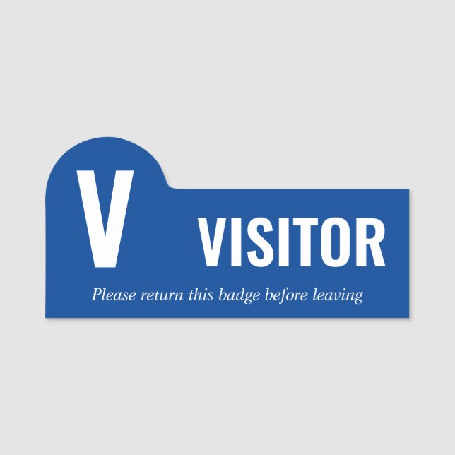 Etiqueta De Nome Visitante V grande branco azul limpo (Frente)