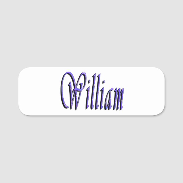 Etiqueta De Nome William Name In Blue Sparkle, (Frente)