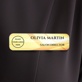 Etiqueta De Nome Wood-grain Gold-4 Magnetic Name Badge