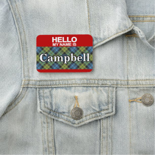 Etiqueta De Nome Xadrez de Tartan da família de Campbell do