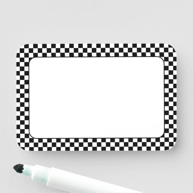 Etiqueta De Nome Xadrez Preto e Branco 3x2 (In Situ)