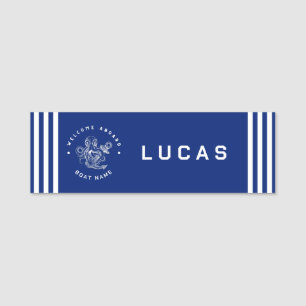 Etiqueta De Nome Yacht clube de iate náutico de âncora Marinho azul