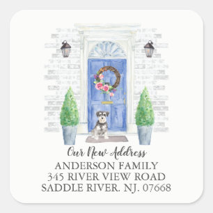 Etiqueta de Novo Endereço Azul de Porta Miniatura 