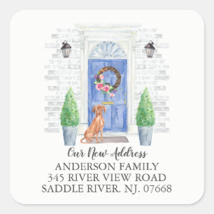 Etiqueta de Novo Endereço Azul Vizsla Húngara