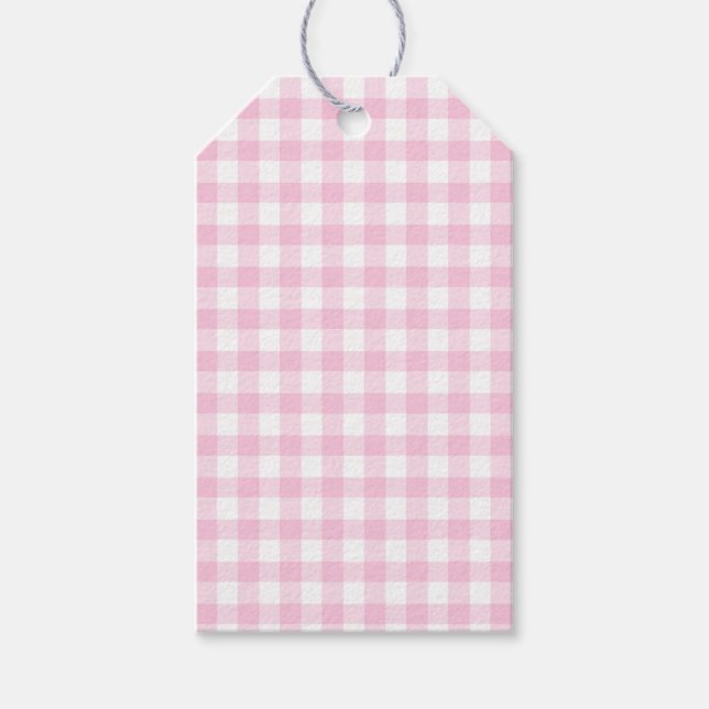 Etiqueta de Oferta Clássica de Rosas claro Gingham (Frente)