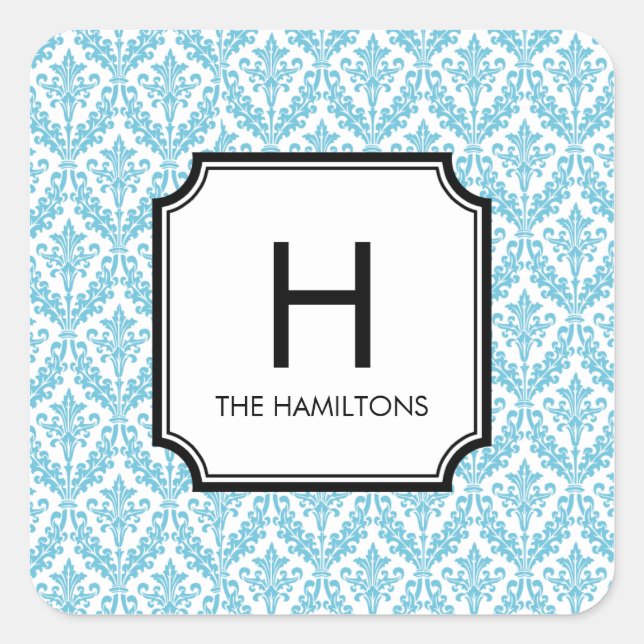 Etiqueta de Oferta do Monograma Damask/Favor Stick (Frente)