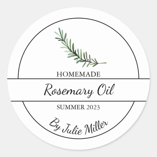Etiqueta de óleo de rosmanaria caseira simples (Frente)