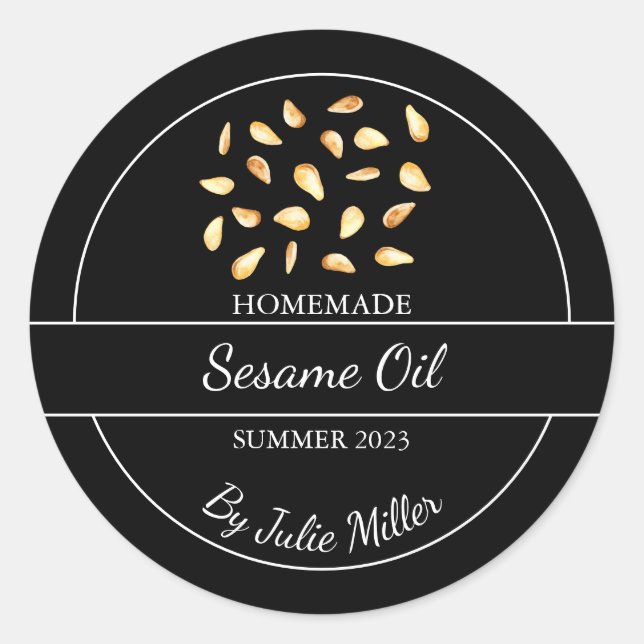 Etiqueta de óleo de Sésamo Homemade Simples | Pret (Frente)