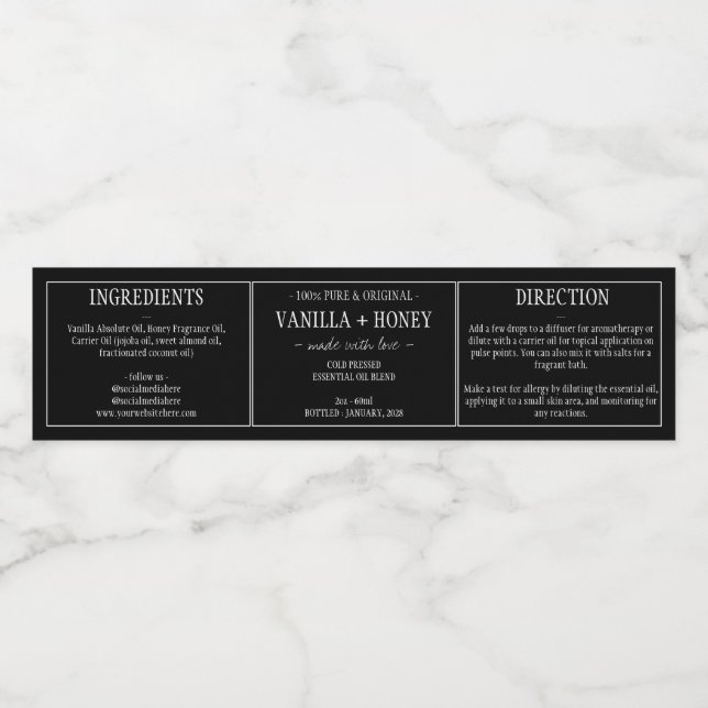 Etiqueta de óleo essencial (Rótulo Único)