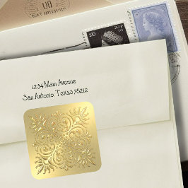 Etiqueta de ornamentado embutida Dourada