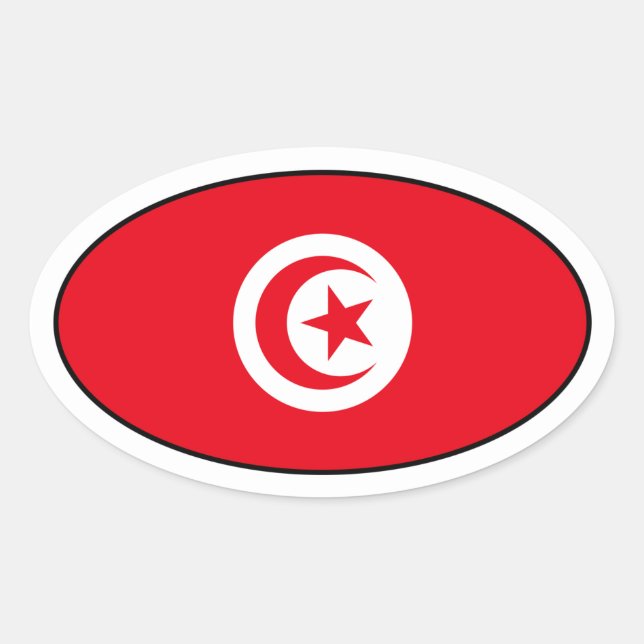 Etiqueta de Oval de Sinalizador Tunísia (Frente)