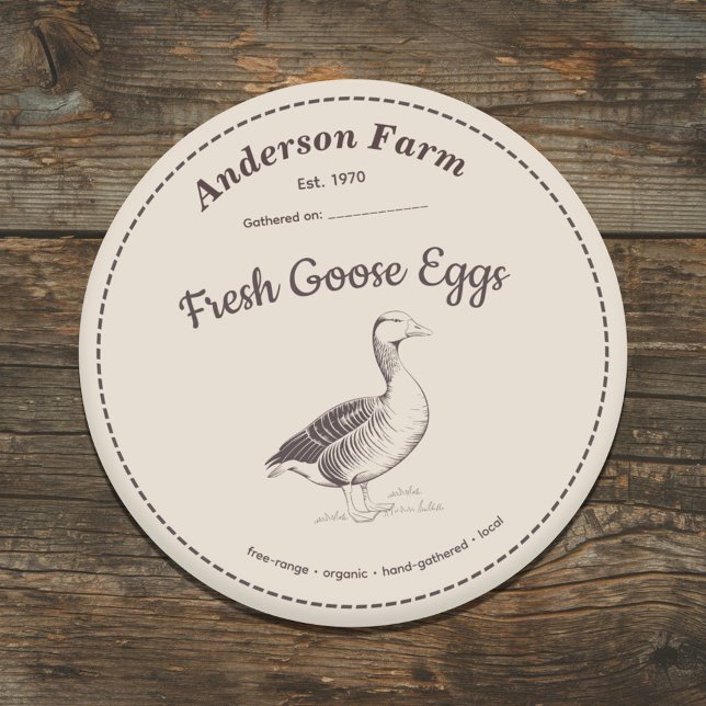 Etiqueta de Ovos de Ganso de fazenda Vinheta casta (Farm Goose Eggs Label Brown Sticker)