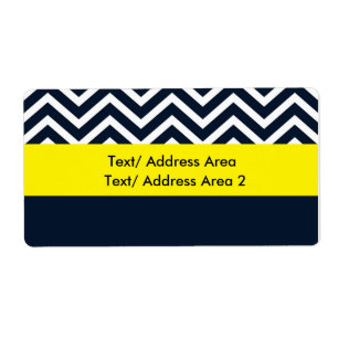 Etiqueta de Pacote de Envio Azul Amarelo Chevron M