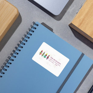 Etiqueta de Padrão Colorida das Árvores de Natal B