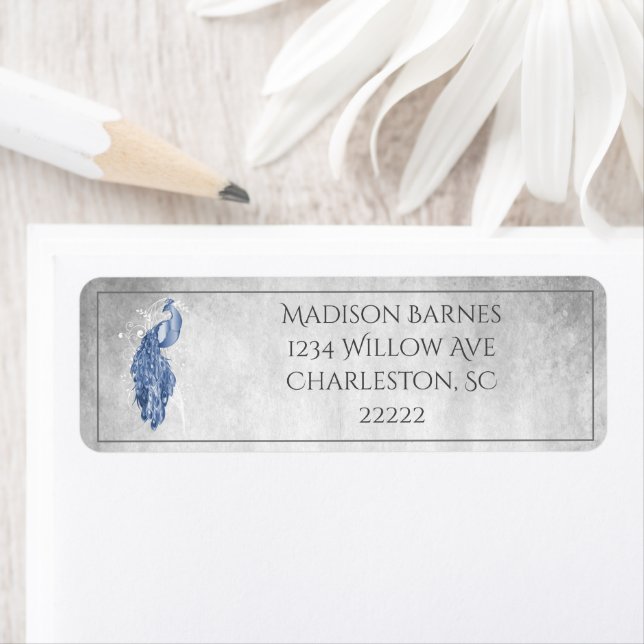 Etiqueta de Peacock Azul Elegante (Insitu)